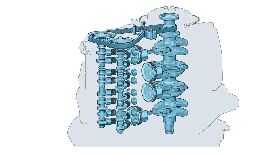 Motor de 1.832 cc, 4 cilindros en línea, 4 tiempos, DOHC y 16 válvulas sobredimensionadas