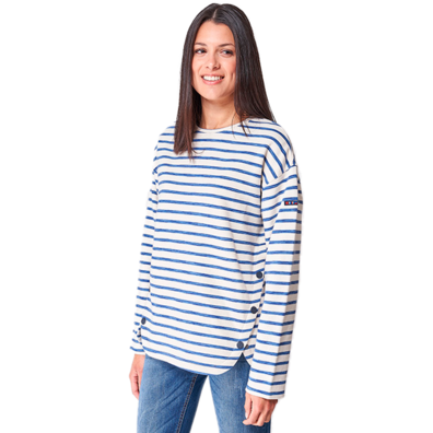 SUDADERA BATELA MUJER BOTONES LATERALES Crudo/Azul