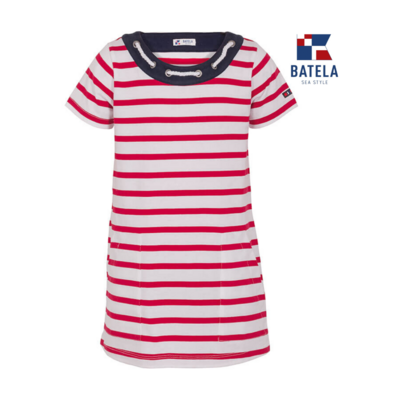 Vestido Batela Niña Náutico con Cuerda Blanco&Rojo;