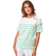 CAMISETA MUJER BATELA DE RAYAS CON BOTONES EN HOMBRO Blanco&verde;